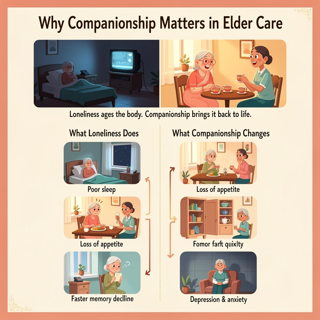 Infographic showing how companionship improves senior mental health